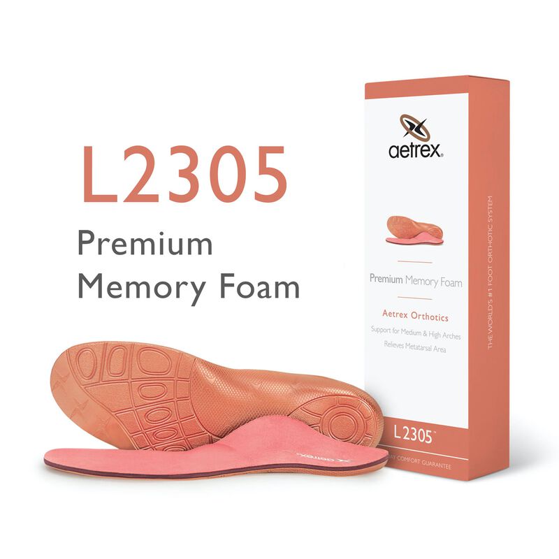 Plantilla de memory foam para mujer Aetrex Spain con soporte metatarsal y comodidad adicional para calzado.